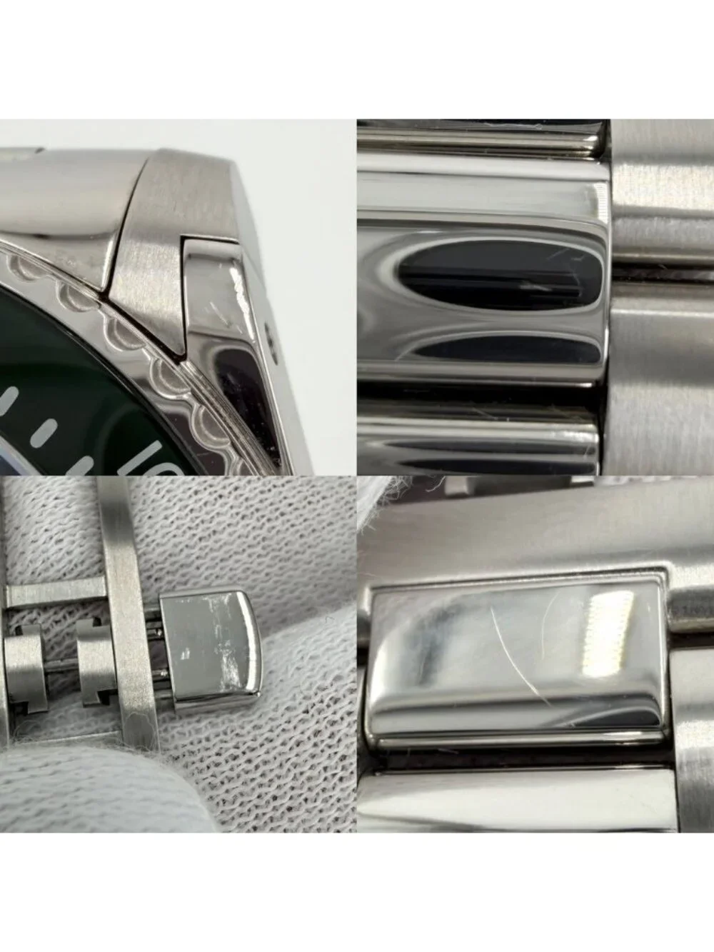 Gucci Big Financial Watch Date Dive Quartz Green Dial Stainless Steel Silver